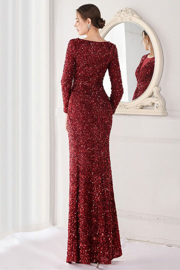 Vestido de noche lentejuelas burdeos